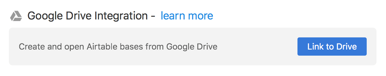 Google Drive Integration Option in Airtable Account